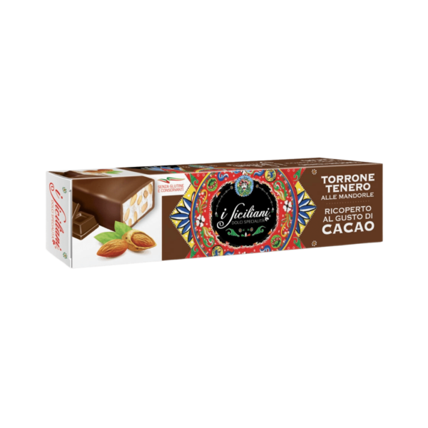 Torrone tenero alle Mandorle ricoperto al Cacao